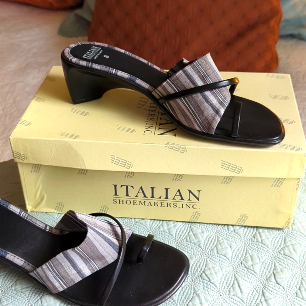Italian shoemaker Black Fabric Sandal sz 8